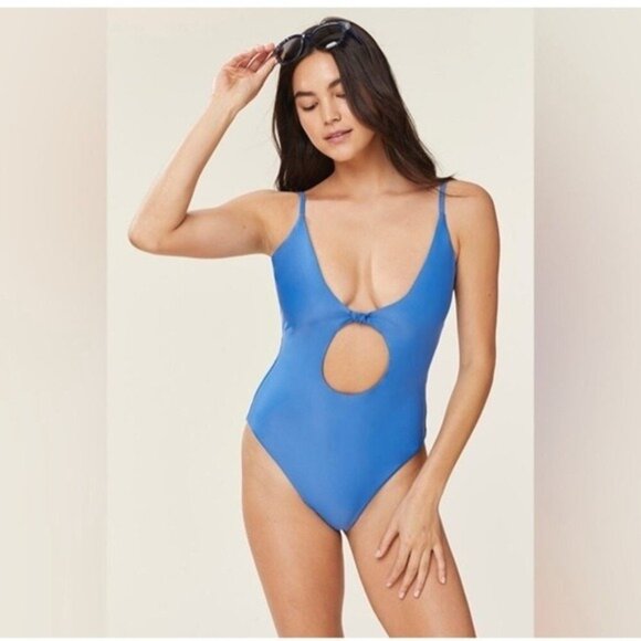 NWT Andie The Santorini One Piece XL Horizon Blue Keyhole Cutout Flat - Picture 1 of 10